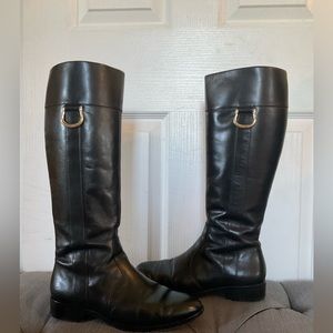 Ann Taylor Zahara Black Leather Riding Boot Size 5.5